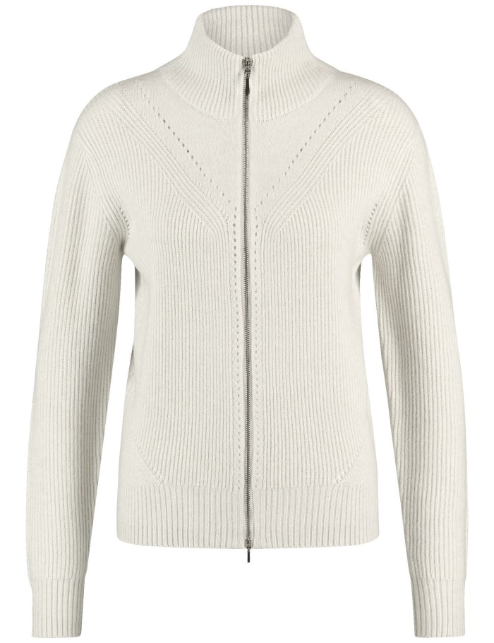 Gerry Weber Cardigan with a two-way zip Strikkevarer Beige | WCPR1331