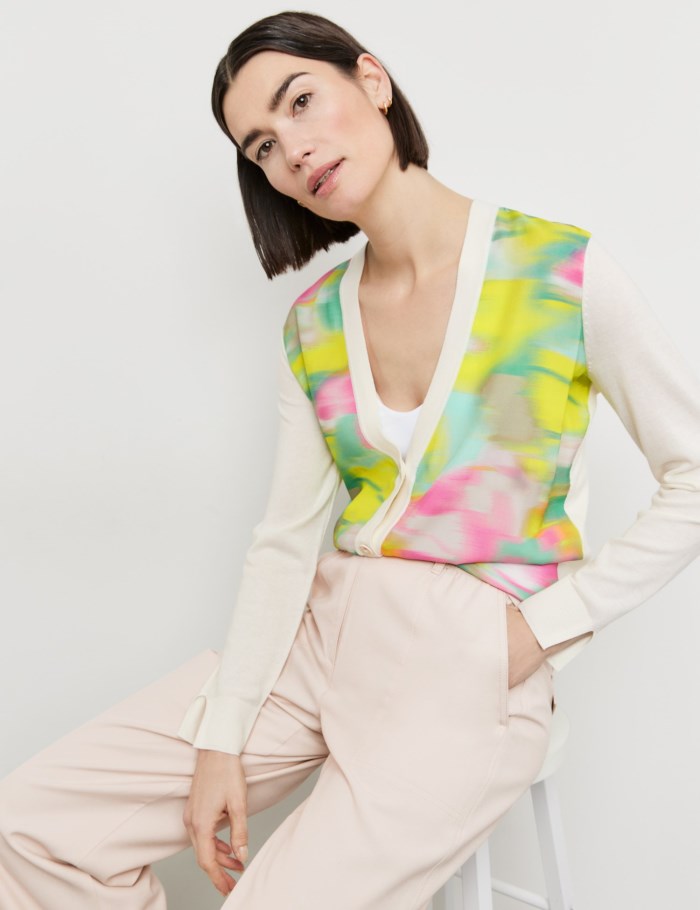 Gerry Weber Cardigan with fabric panelling Strikkevarer Multicolor | FJNU4627