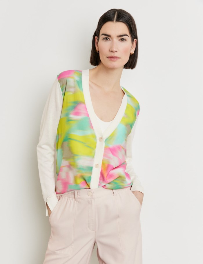 Gerry Weber Cardigan with fabric panelling Strikkevarer Multicolor | FJNU4627