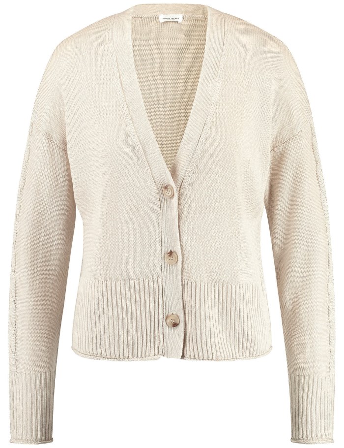 Gerry Weber Cardigan with linen and cable pattern details Strikkevarer Beige | ZAXR2998