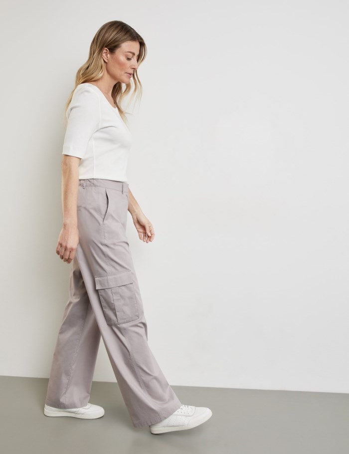 Gerry Weber Cargo trousers MIR꞉JA WIDE LEG with an elasticated waistband on the back Bukser Grå | IPXX2460