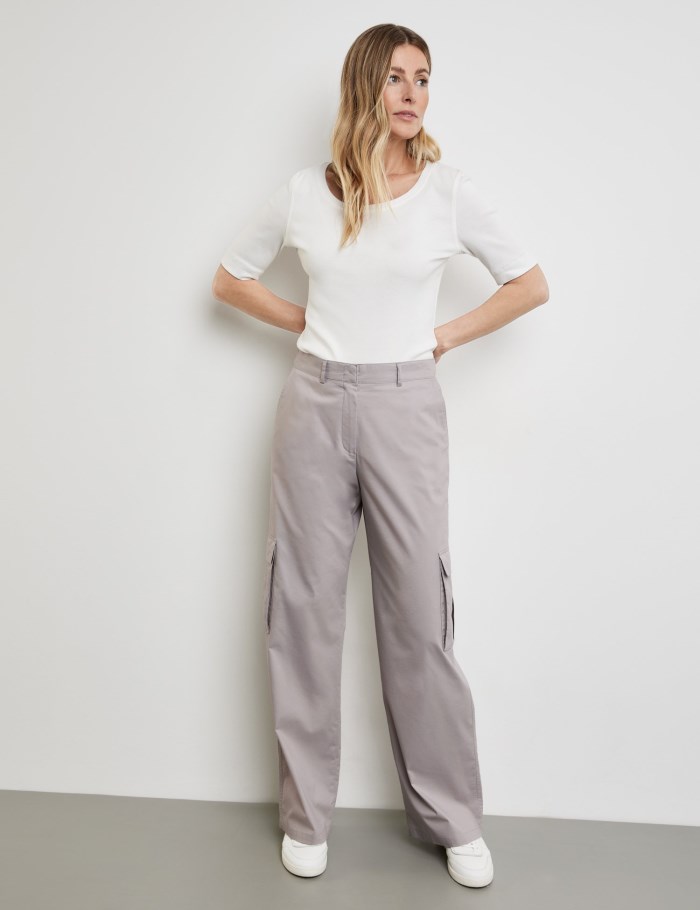 Gerry Weber Cargo trousers MIR꞉JA WIDE LEG with an elasticated waistband on the back Bukser Grå | IPXX2460