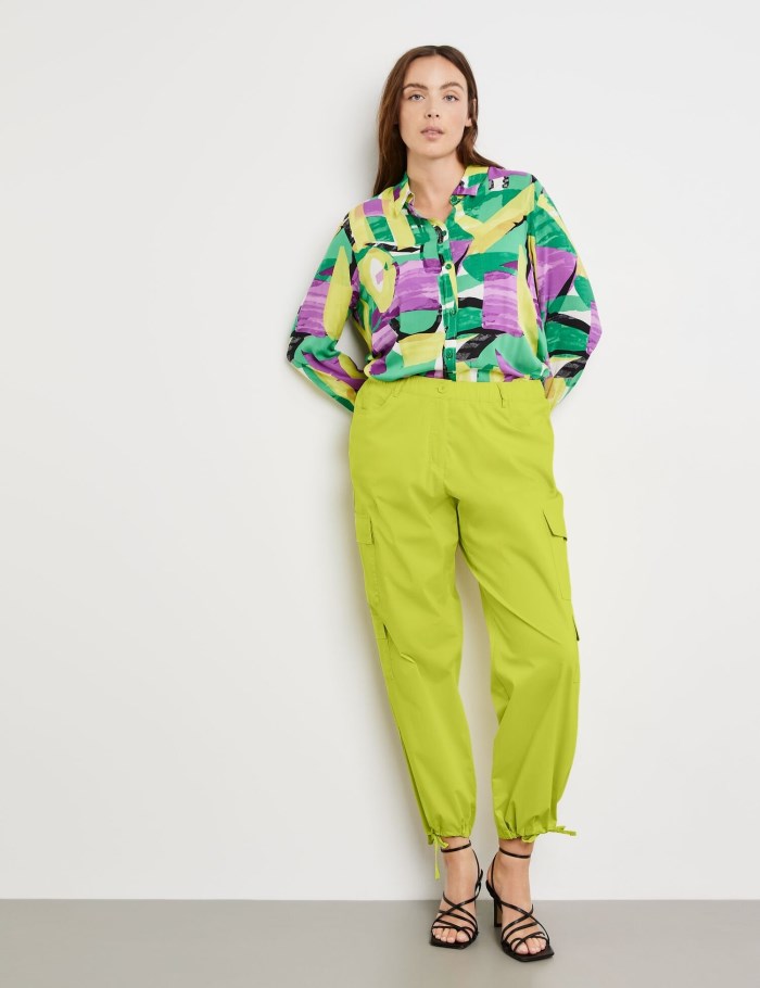 SAMOON Cargo trousers in a cotton blend, Carlotta Bukser Grønn | LFHG1510