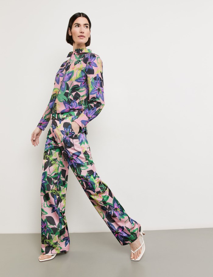 Gerry Weber Cargo trousers with a floral pattern Bukser Multicolor | PVEF5210