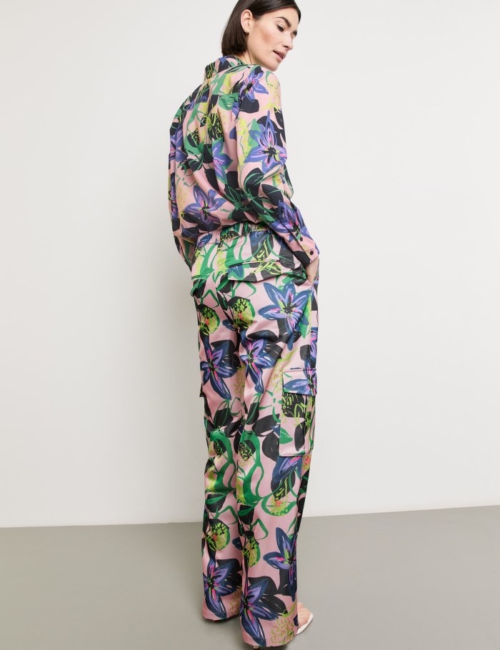 Gerry Weber Cargo trousers with a floral pattern Bukser Multicolor | PVEF5210