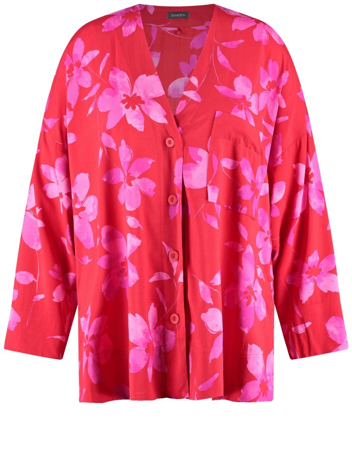 SAMOON Casual blouse with a floral print Bluse Rød | XCYX5729