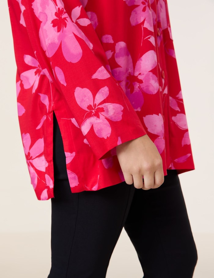 SAMOON Casual blouse with a floral print Bluse Rød | XCYX5729