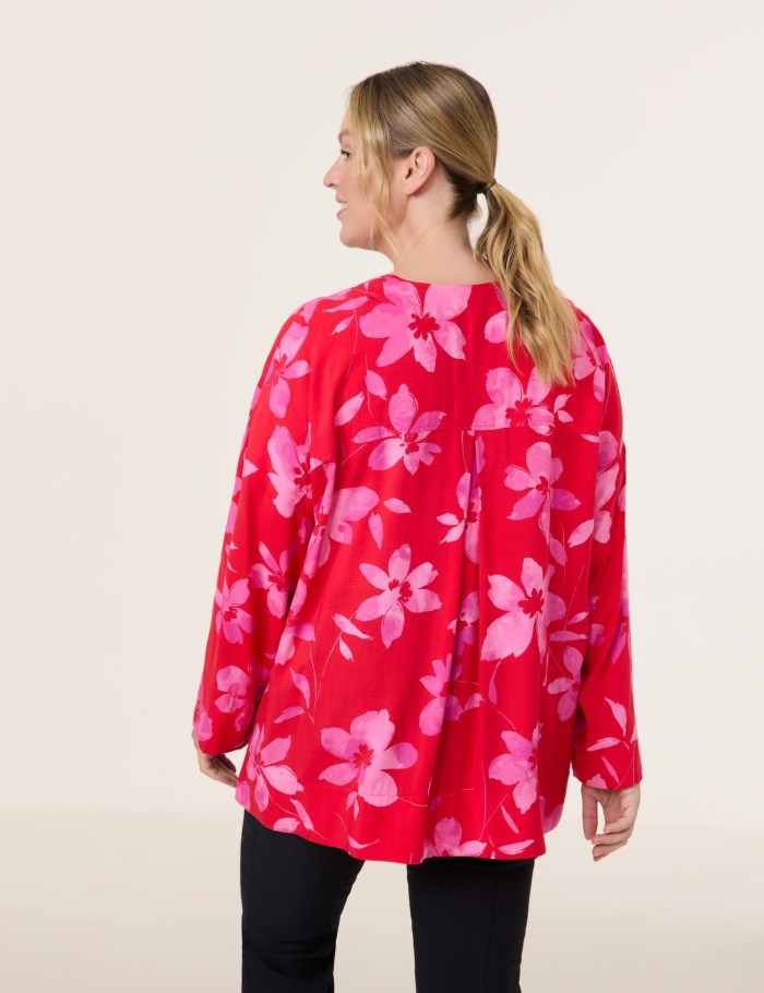 SAMOON Casual blouse with a floral print Bluse Rød | XCYX5729