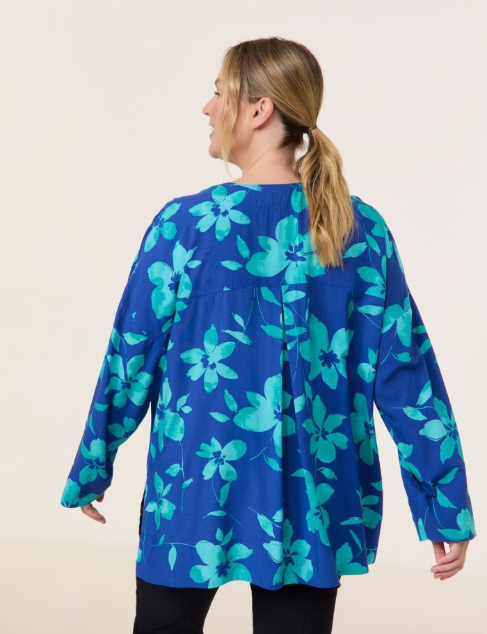 SAMOON Casual blouse with a floral print Bluse Blå | JEEE4365