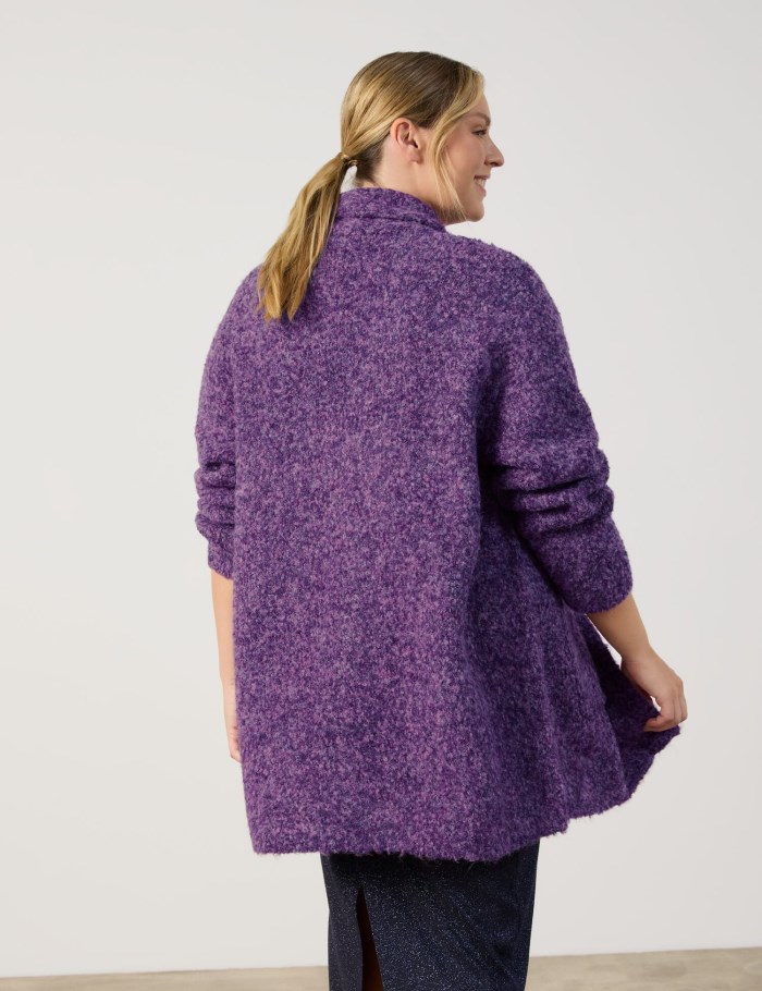 SAMOON Casual cardigan with a bouclé finish Strikkevarer Lilla | OIRT9505