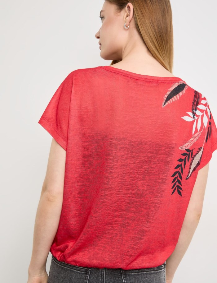 TAIFU Casual top with a drawstring hem T-skjorte Rød | YCPJ8973