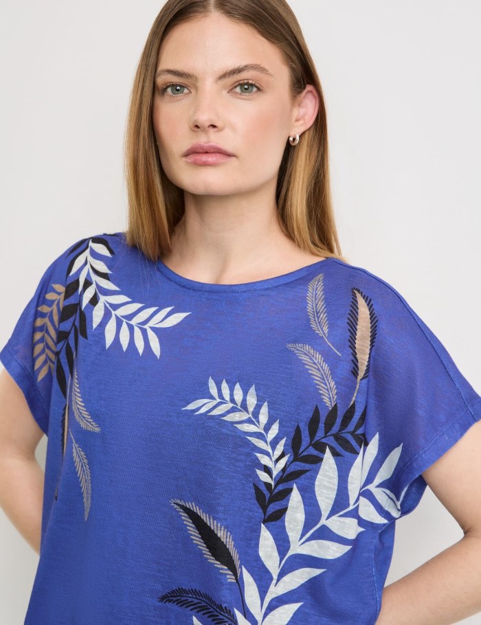 TAIFU Casual top with a drawstring hem T-skjorte Blå | LEYI3525