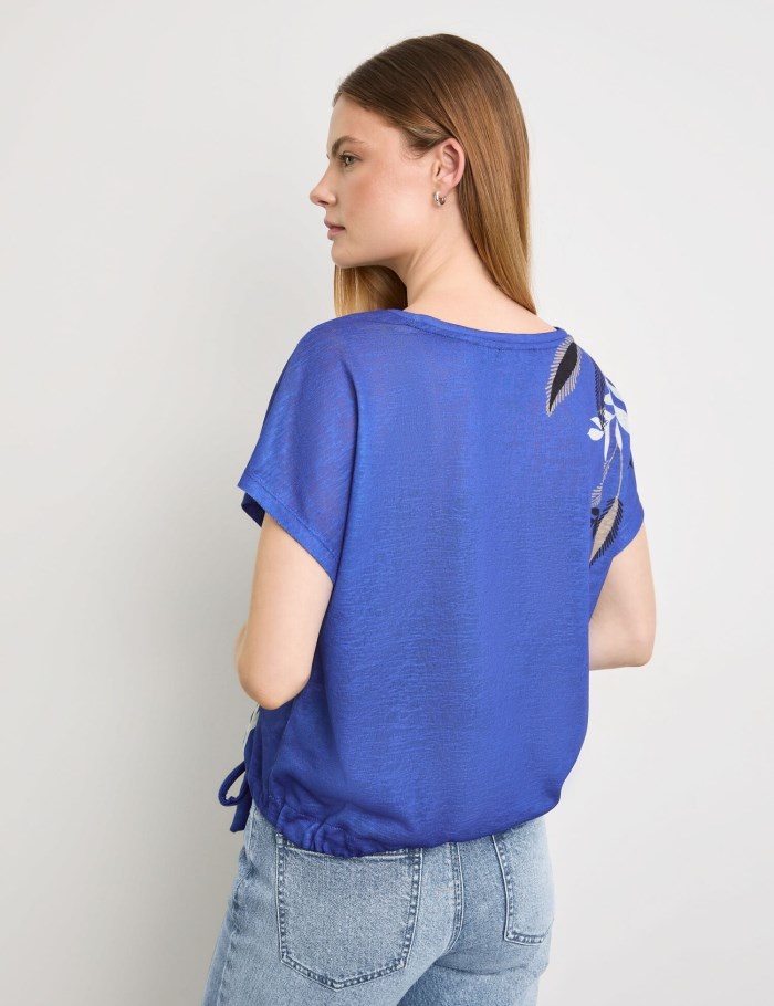 TAIFU Casual top with a drawstring hem T-skjorte Blå | LEYI3525