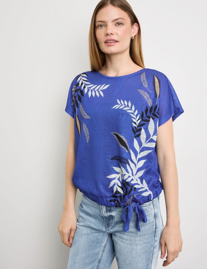 TAIFU Casual top with a drawstring hem T-skjorte Blå | LEYI3525