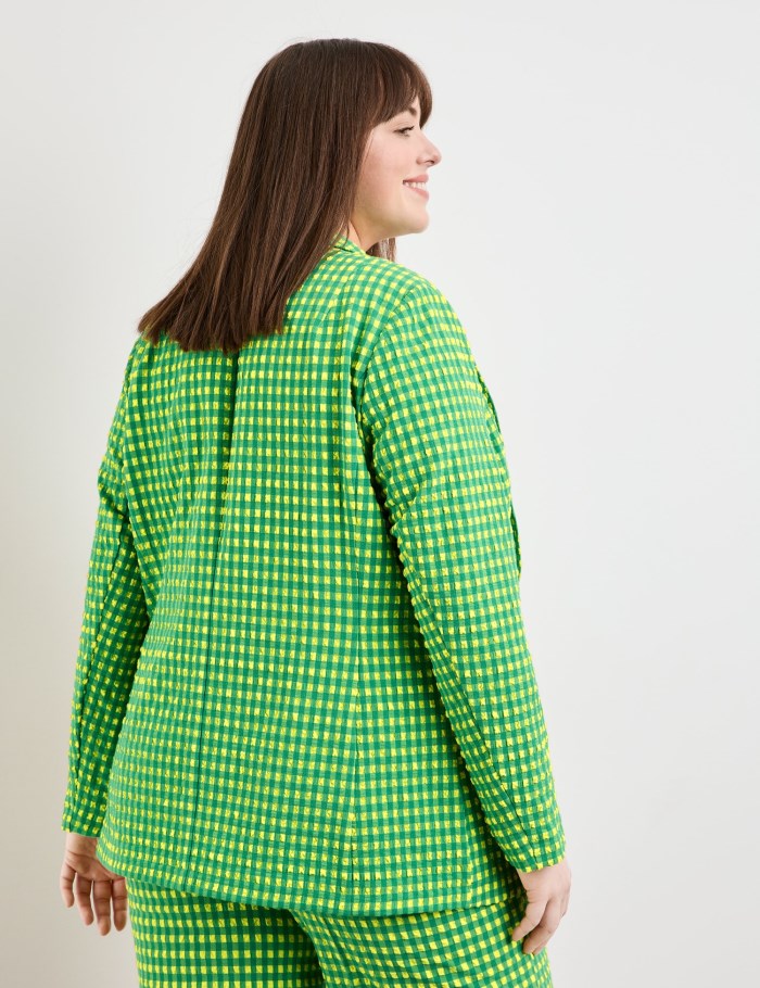 SAMOON Check blazer made of seersucker Blazere Grønn | KFEZ1032