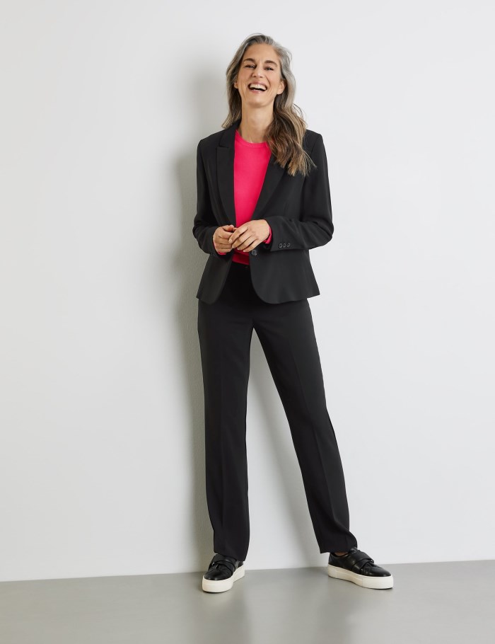 Gerry Weber Classic blazer with a lapel collar Blazere Svarte | CDBX6625