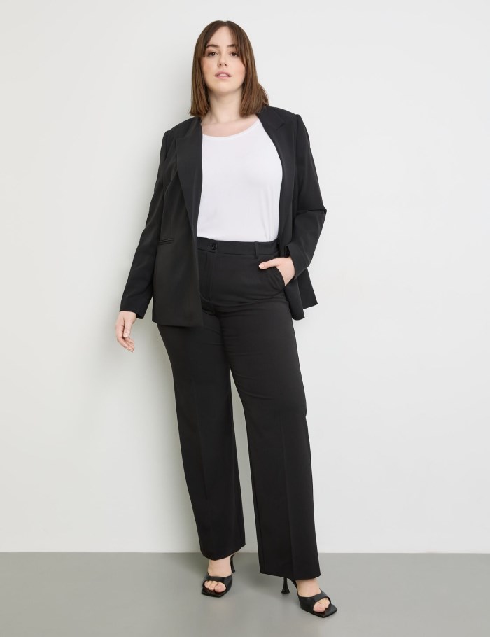 SAMOON Classic blazer with piped pockets Blazere Svarte | GSDG5513