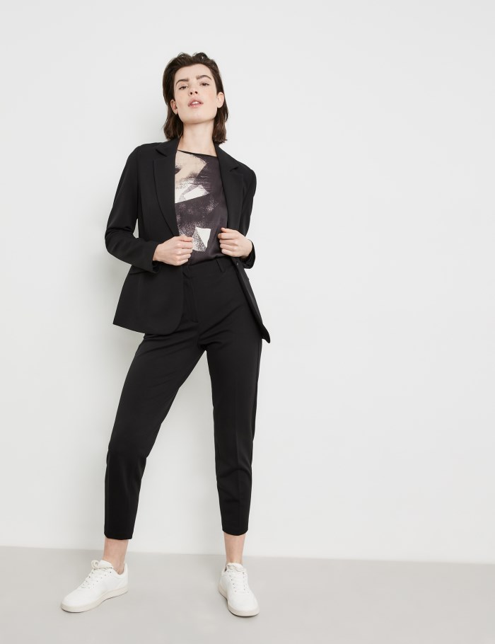 TAIFU Classic blazer with stretch for comfort Blazere Svarte | YWKW2470