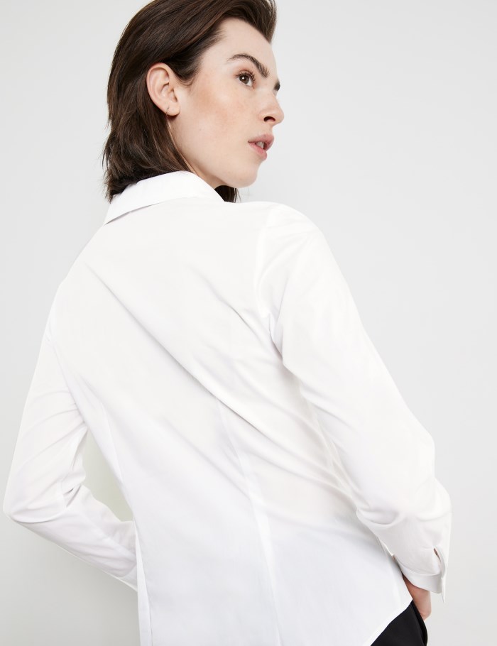 TAIFU Classic shirt blouse in stretch cotton Bluse Hvite | TQOI8944