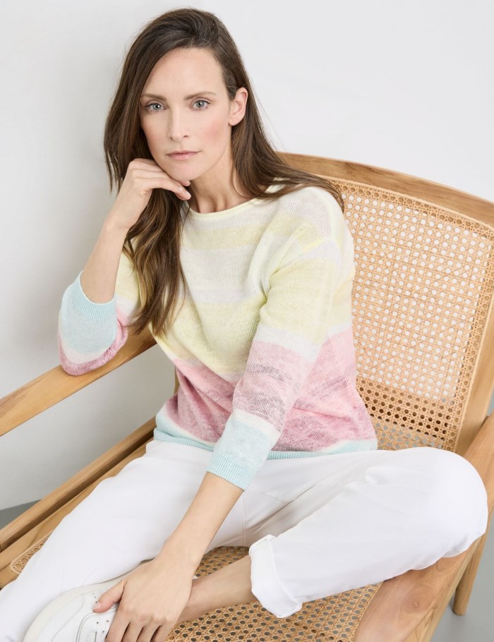 Gerry Weber Colour block jumper with 3/4-length sleeves Strikkevarer Multicolor | WSBB1150