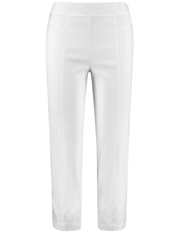 SAMOON Comfy, stretchy 3/4-length trousers, Lucy Bukser Hvite | EONS7430