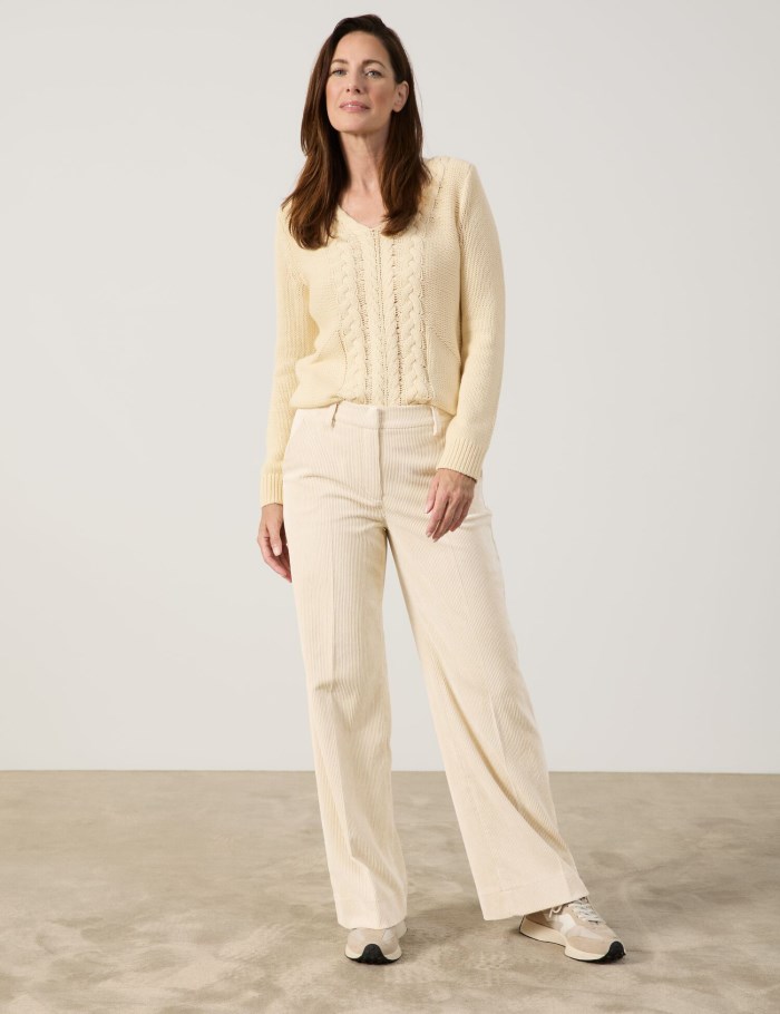 Gerry Weber Corduroy trousers MIR꞉JA WIDE LEG Bukser Beige | SEWU5620