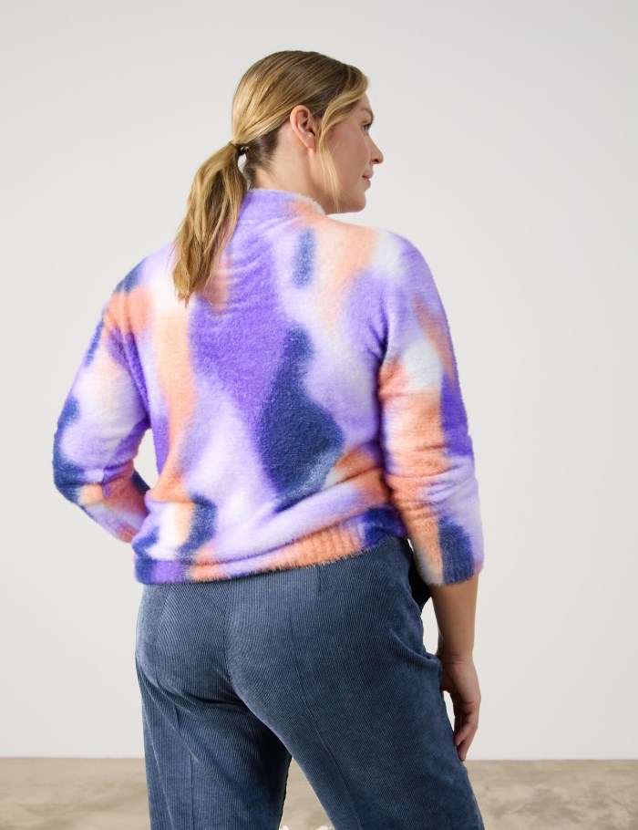 SAMOON Cosy jumper with a print Strikkevarer Lilla | ZWTV2818