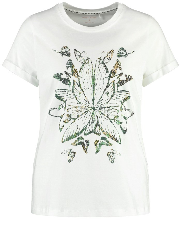 Gerry Weber Cotton T-shirt with a front print T-skjorte Hvite | MHTD9082