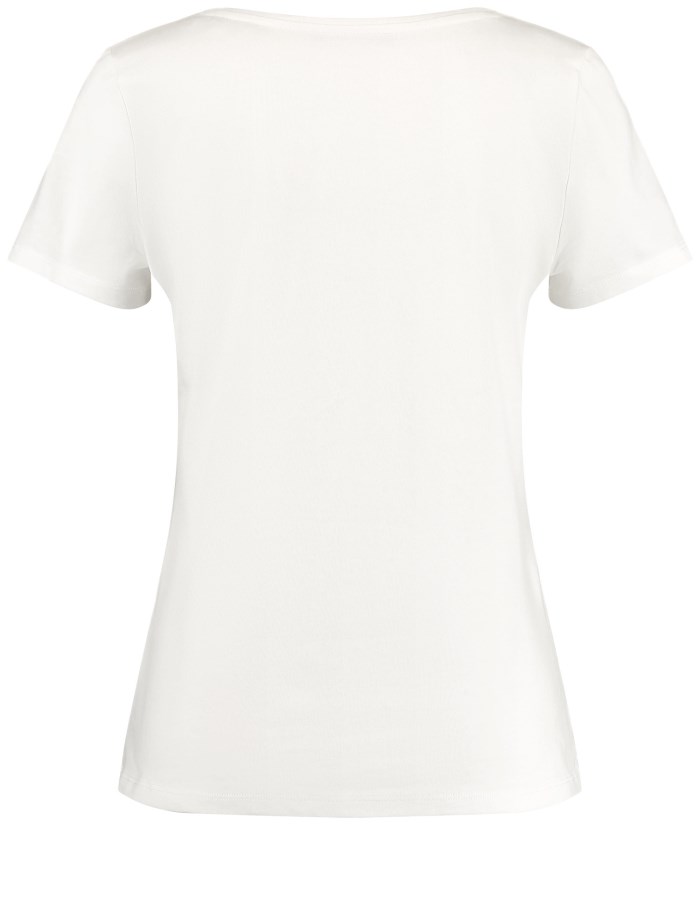 TAIFU Cotton T-shirt with a positioned print T-skjorte Hvite | QVRD0298