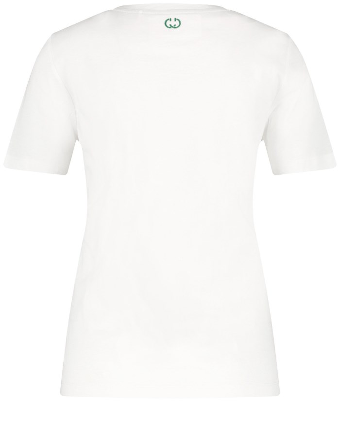 Gerry Weber Cotton T-shirt with lettering T-skjorte Hvite | EIER5405