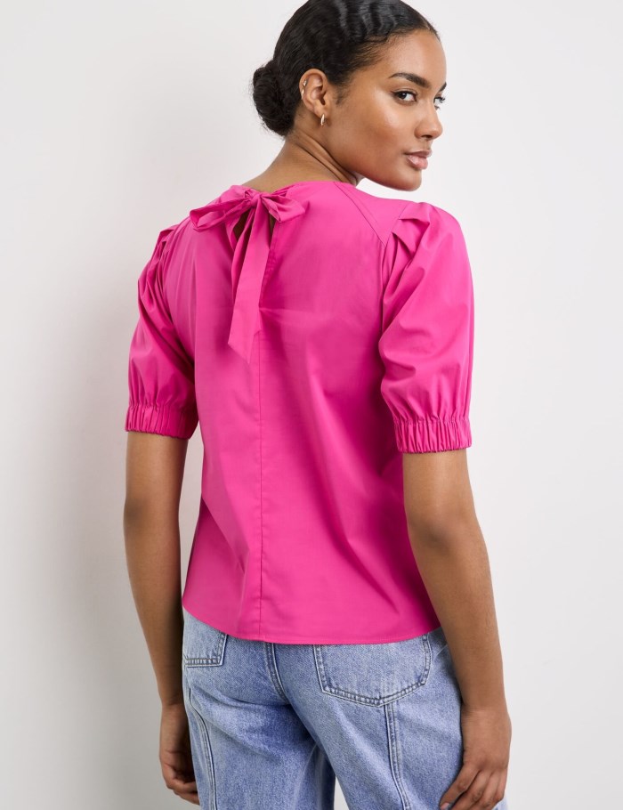 TAIFU Cotton blouse with voluminous sleeves Bluse Rosa | IGTF5931