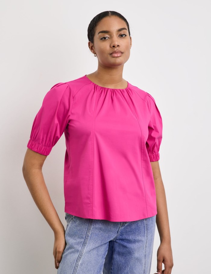 TAIFU Cotton blouse with voluminous sleeves Bluse Rosa | IGTF5931