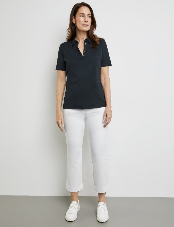 Gerry Weber Cotton polo shirt T-skjorte Blå | UWQU7794