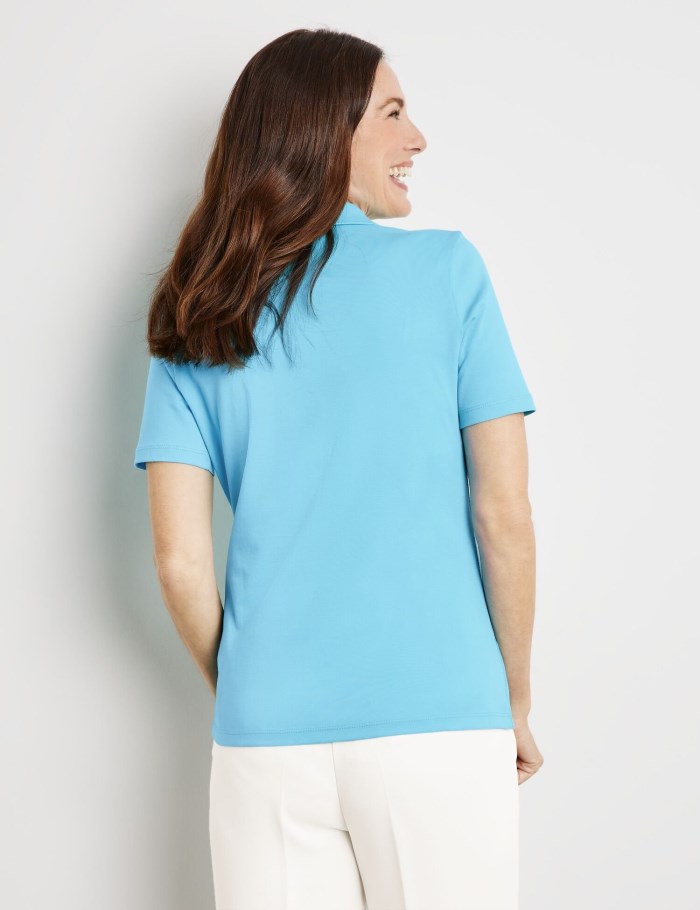 Gerry Weber Cotton polo shirt T-skjorte Blå | OAGV6944