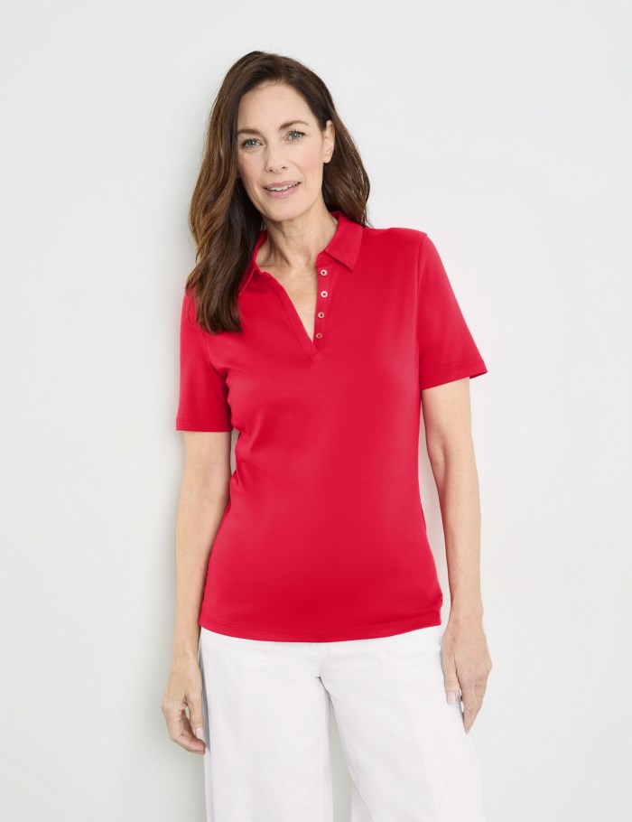 Gerry Weber Cotton polo shirt T-skjorte Rød | YQZL1508