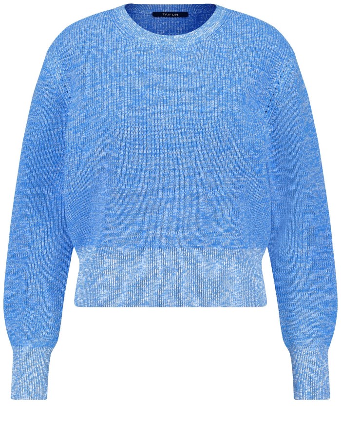 TAIFU Cotton rib knit jumper Strikkevarer Blå | FVXI3591