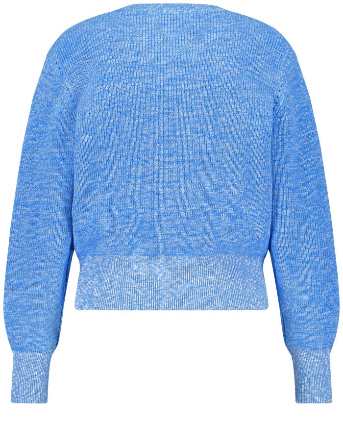 TAIFU Cotton rib knit jumper Strikkevarer Blå | FVXI3591