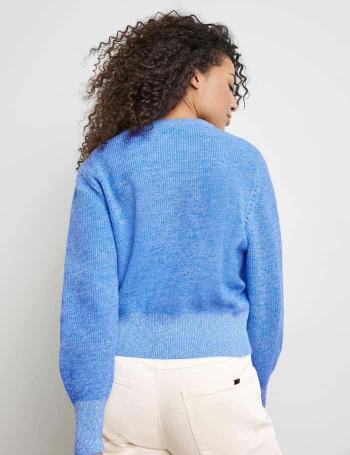 TAIFU Cotton rib knit jumper Strikkevarer Blå | FVXI3591