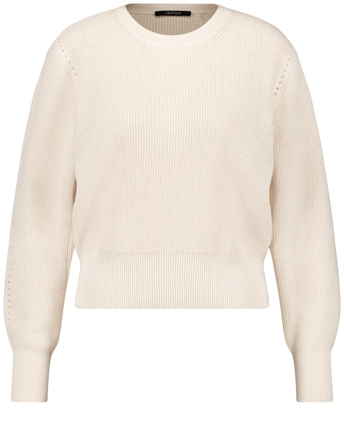 TAIFU Cotton rib knit jumper Strikkevarer Beige | CRNS9152