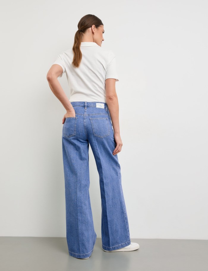 Gerry Weber Cotton/linen jeans MIR꞉JA WIDE LEG Bukser Blå | RSXP9158