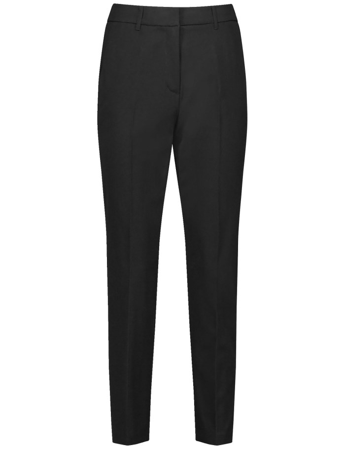 TAIFU Crease-resistant 7/8-length trousers in a slim fit Bukser Svarte | DHPK5783