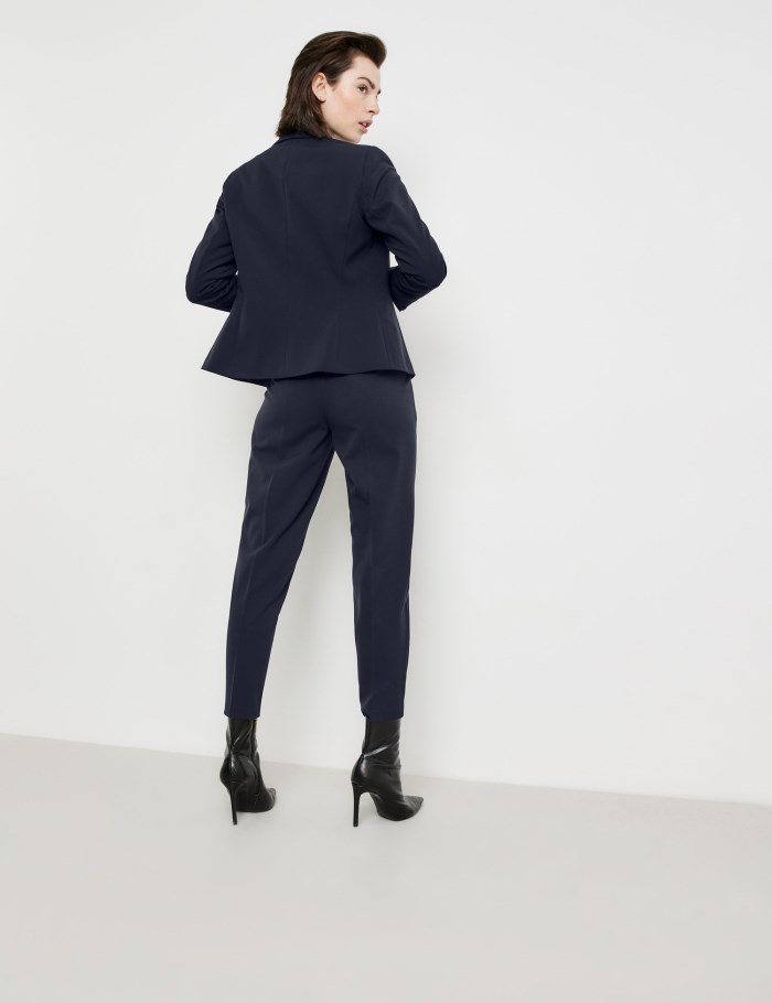 TAIFU Crease-resistant 7/8-length trousers in a slim fit Bukser Blå | SCHS4875