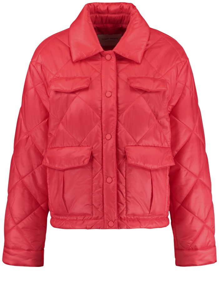 Gerry Weber Cropped puffer jacket with a drawstring and patch pockets Jakker Rød | UKUP9117