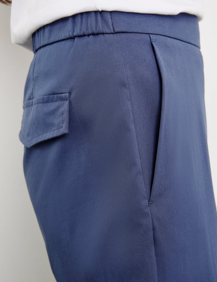 Gerry Weber Culottes with a stretch waistband at the back Bukser Blå | HXJC2772