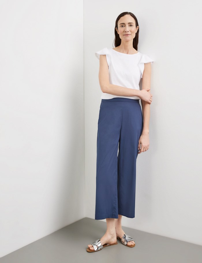 Gerry Weber Culottes with a stretch waistband at the back Bukser Blå | HXJC2772