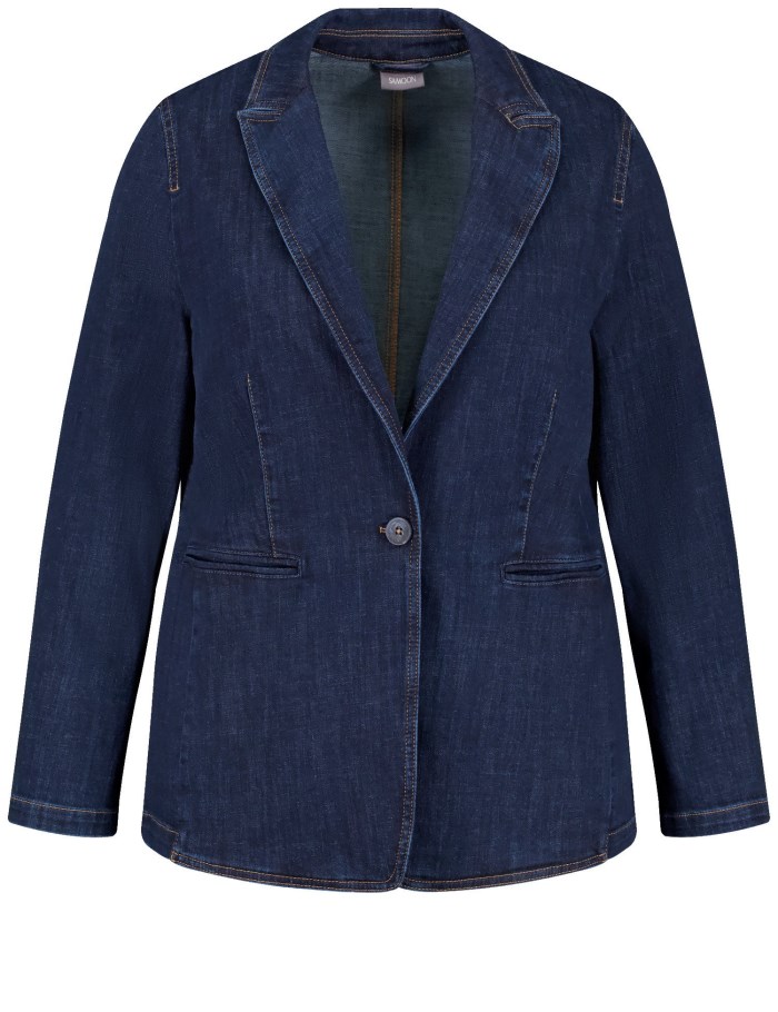 SAMOON Denim blazer with contrasting topstitching Blazere Blå | SNKQ7005