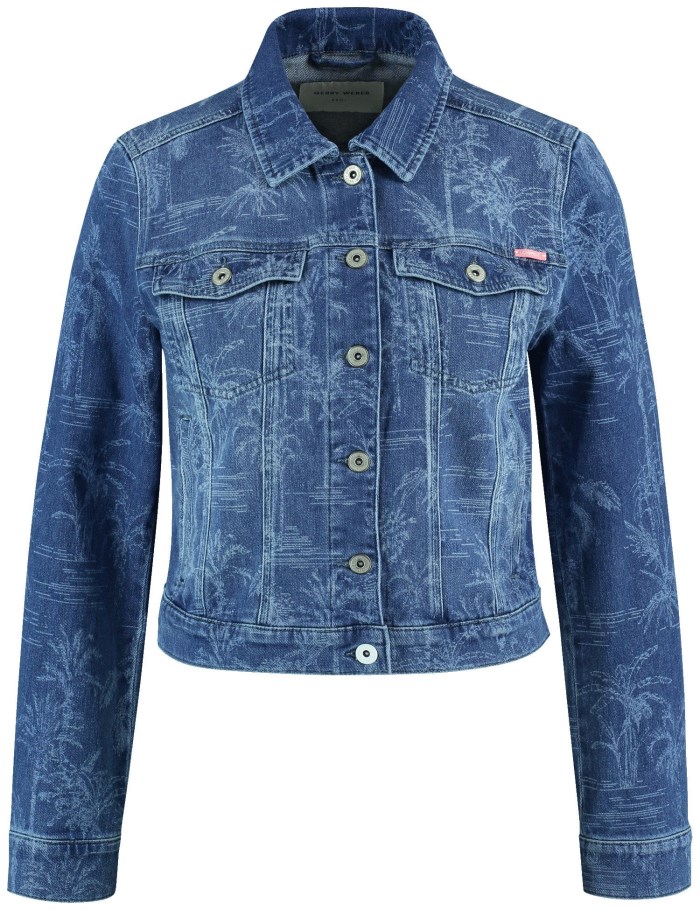 Gerry Weber Denim jacket with a subtle palm tree design Jakker Blå | DLHQ9584