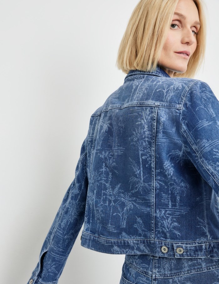 Gerry Weber Denim jacket with a subtle palm tree design Jakker Blå | DLHQ9584