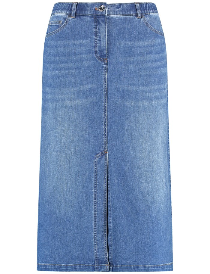 SAMOON Denim midi skirt Skjørt Blå | SSIK2443