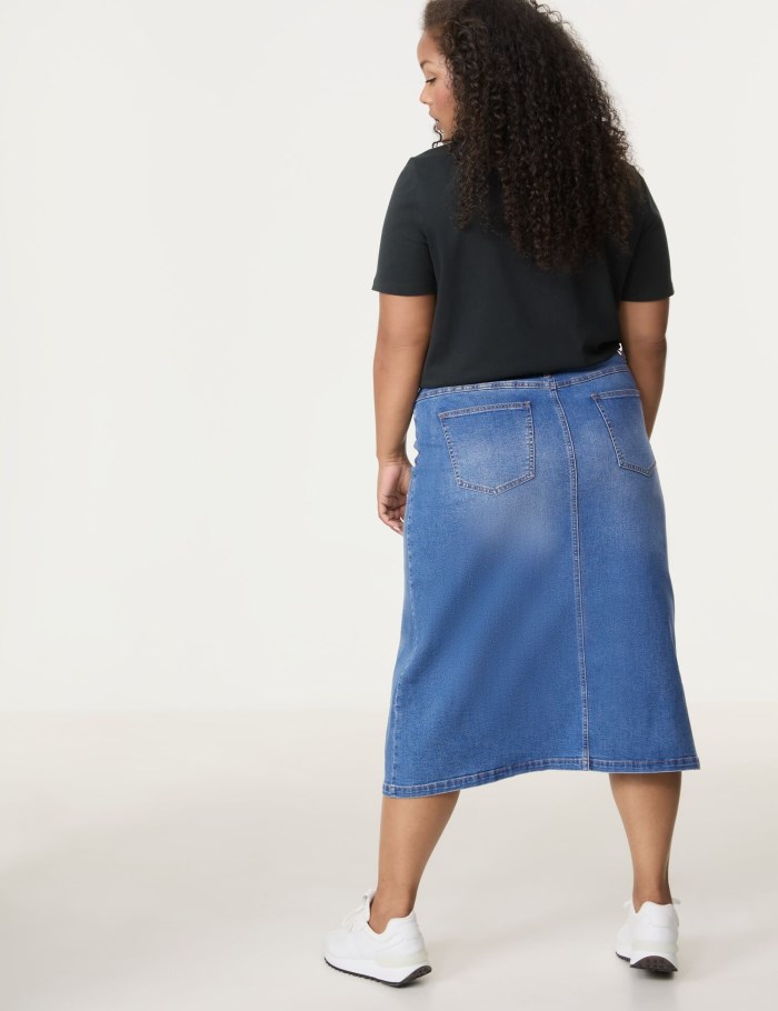 SAMOON Denim midi skirt Skjørt Blå | SSIK2443